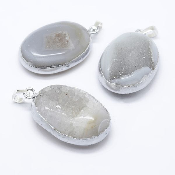 PandaHall Oval Brass Natural Crystal Agate Pendants, Druzy Trimmed Stone, Silver Color Plated, 41x26x12.5mm, Hole: 5x7mm Agate+Crystal Oval..., Gray
PandaHall Oval Brass Natural Crystal Agate Pendants, Druzy Trimmed Stone, Silver Color Plated, 41x26x12.5mm, Hole: 5x7mm Agate+Crystal Oval..., Gray