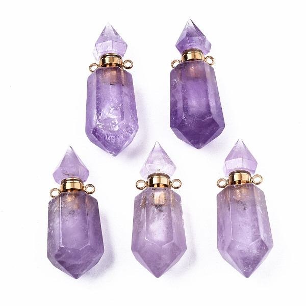 PandaHall Faceted Natural Amethyst Pendants, Openable Perfume Bottle, with Golden Tone Brass Findings, Hexagon, 40~41.5x15x13.5mm, Hole...
PandaHall Faceted Natural Amethyst Pendants, Openable Perfume Bottle, with Golden Tone Brass Findings, Hexagon, 40~41.5x15x13.5mm, Hole...