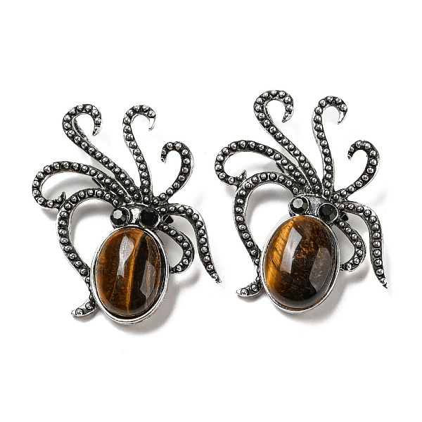 PandaHall Natural Tiger Eye Octopus Brooch, Alloy Pave Jet Rhinestone Sea Animal Pins, Antique Silver, 52.5~53x36.5x8~9mm, Hole: 7x4mm Tiger..., Black
PandaHall Natural Tiger Eye Octopus Brooch, Alloy Pave Jet Rhinestone Sea Animal Pins, Antique Silver, 52.5~53x36.5x8~9mm, Hole: 7x4mm Tiger..., Black
