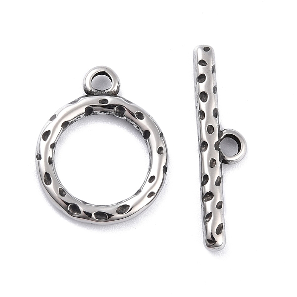 PandaHall 304 Stainless Steel Toggle Clasps, Hammered, Tibetan Style, Antique Silver, Ring: 19.5x16x2.5mm, Hole: 2.5mm, Bar: 6x25.5x2.5mm...
PandaHall 304 Stainless Steel Toggle Clasps, Hammered, Tibetan Style, Antique Silver, Ring: 19.5x16x2.5mm, Hole: 2.5mm, Bar: 6x25.5x2.5mm...