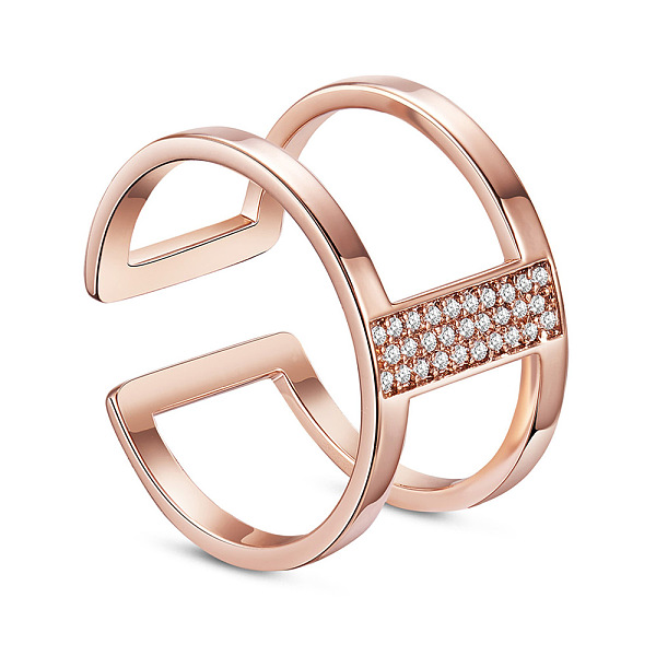 PandaHall SHEGRACE Chic 925 Sterling Silver Double Bands Cuff Rings, Open Rings, Micro Pave AAA Cubic Zirconia, Rose Gold, 17mm Sterling..., Clear
PandaHall SHEGRACE Chic 925 Sterling Silver Double Bands Cuff Rings, Open Rings, Micro Pave AAA Cubic Zirconia, Rose Gold, 17mm Sterling..., Clear