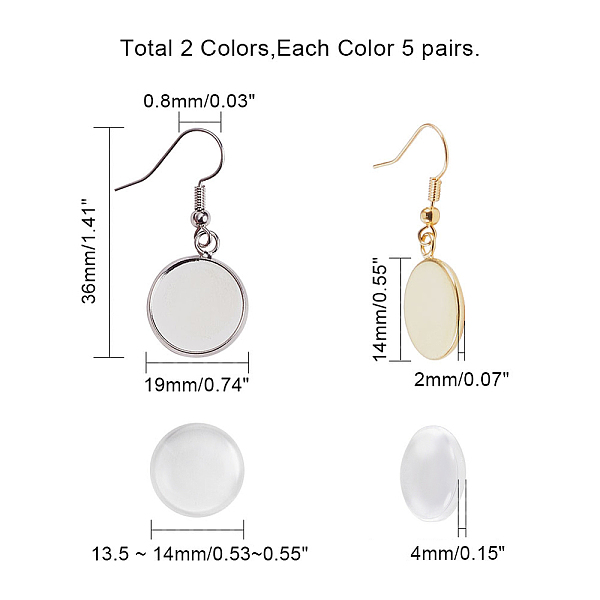 PandaHall DIY Earring Making, Brass Earring Hooks and Glass Cabochons, Clear, Platinum & Golden, 14x2mm, Pin: 0.8mm Brass+Glass Clear
PandaHall DIY Earring Making, Brass Earring Hooks and Glass Cabochons, Clear, Platinum & Golden, 14x2mm, Pin: 0.8mm Brass+Glass Clear