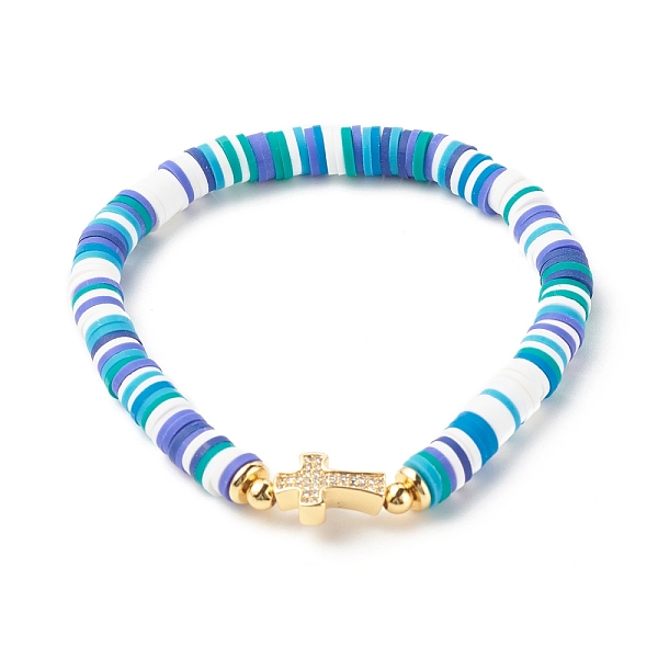 PandaHall Polymer Clay Heishi Beads Stretch Bracelet for Women, Cross Cubic Zirconia Link Bracelet, Golden, Deep Sky Blue, Inner Diameter...
PandaHall Polymer Clay Heishi Beads Stretch Bracelet for Women, Cross Cubic Zirconia Link Bracelet, Golden, Deep Sky Blue, Inner Diameter...