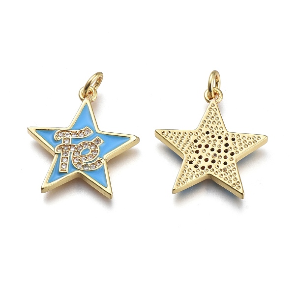 PandaHall Brass Micro Pave Clear Cubic Zirconia Pendants, with Enamel and Jump Rings, Star with Word, Real 18K Gold Plated, Deep Sky Blue...
PandaHall Brass Micro Pave Clear Cubic Zirconia Pendants, with Enamel and Jump Rings, Star with Word, Real 18K Gold Plated, Deep Sky Blue...