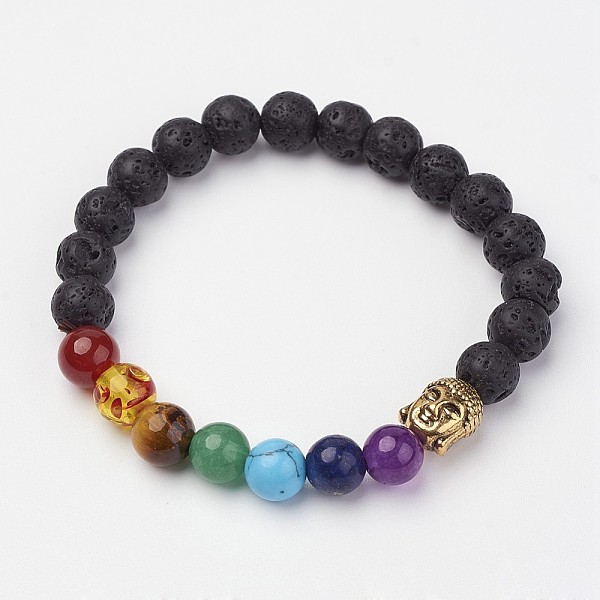 PandaHall Lava Rock Beaded and Gemstone Beaded Stretch Bracelets, with Tibetan Style Alloy Buddha Head Beads, 2 inch(50~51mm) Lava Rock
PandaHall Lava Rock Beaded and Gemstone Beaded Stretch Bracelets, with Tibetan Style Alloy Buddha Head Beads, 2 inch(50~51mm) Lava Rock