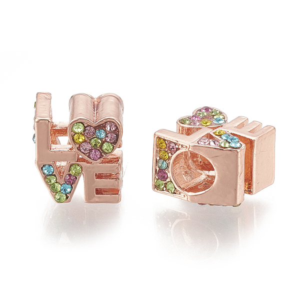 PandaHall Alloy European Beads, Large Hole Beads, with Rhinestone, Word LOVE, Coloeful, Rose Gold, 10.5x10x8mm, Hole: 4.5mm Alloy+Rhinestone..., Multicolor
PandaHall Alloy European Beads, Large Hole Beads, with Rhinestone, Word LOVE, Coloeful, Rose Gold, 10.5x10x8mm, Hole: 4.5mm Alloy+Rhinestone..., Multicolor