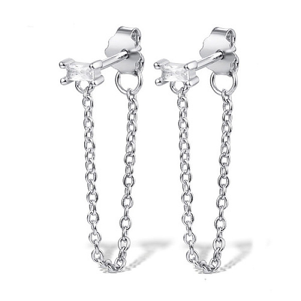 PandaHall Rhodium Plated Platinum 925 Sterling Silver Chains Front Back Stud Earrings, with Rectangle Cubic Zirconia, Clear, 48x4mm Sterling...
PandaHall Rhodium Plated Platinum 925 Sterling Silver Chains Front Back Stud Earrings, with Rectangle Cubic Zirconia, Clear, 48x4mm Sterling...