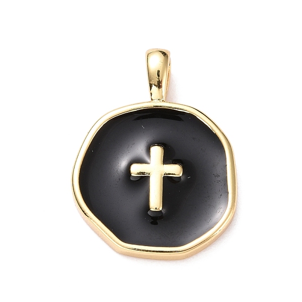 PandaHall Brass Enamel Pendants, Light Gold, Flat Round with Cross, Black, 18x13.5x3.5mm, Hole: 2x3.5mm Brass+Enamel Flat Round Black
PandaHall Brass Enamel Pendants, Light Gold, Flat Round with Cross, Black, 18x13.5x3.5mm, Hole: 2x3.5mm Brass+Enamel Flat Round Black