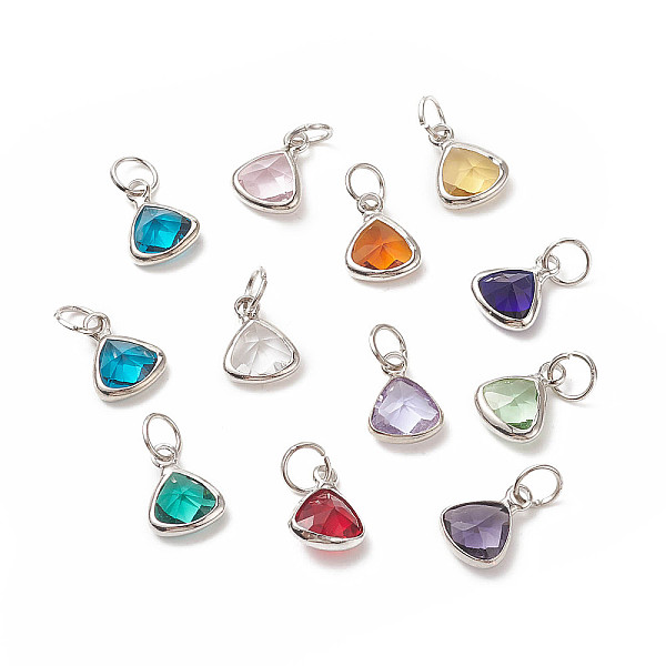 PandaHall 12Pcs 12 Color Faceted Glass Pendants, Birthstone Charms, with Platinum Brass Cabochon Settings and Iron Jump Rings, Triangle..., Multicolor
PandaHall 12Pcs 12 Color Faceted Glass Pendants, Birthstone Charms, with Platinum Brass Cabochon Settings and Iron Jump Rings, Triangle..., Multicolor