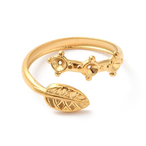 PandaHall Ion Plating(IP) 304 Stainless Steel Leaf Open Cuff Ring Finding, Pad Ring Settings, Golden, Inner Diameter: 17mm, Tray: 2mm 304...
PandaHall Ion Plating(IP) 304 Stainless Steel Leaf Open Cuff Ring Finding, Pad Ring Settings, Golden, Inner Diameter: 17mm, Tray: 2mm 304...