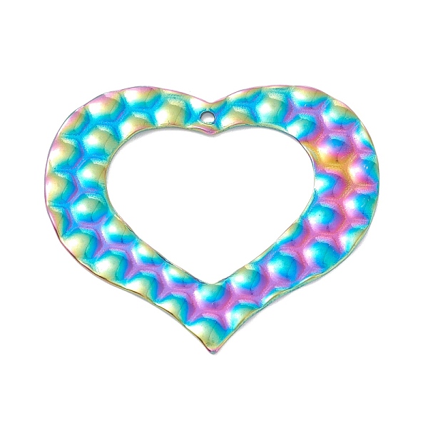 PandaHall Ion Plating(IP) 304 Stainless Steel Hollow Pendants, Textured, Heart, Rainbow Color, 33x37.5x1mm, Hole: 1.2mm 304 Stainless Steel...
PandaHall Ion Plating(IP) 304 Stainless Steel Hollow Pendants, Textured, Heart, Rainbow Color, 33x37.5x1mm, Hole: 1.2mm 304 Stainless Steel...