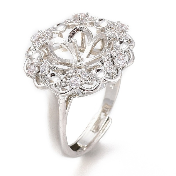 PandaHall Adjustable Brass Finger Ring Components, with Micro Pave Cubic Zirconia, For Half Drilled Beads, Long-Lasting Plated, Flower..., Clear
PandaHall Adjustable Brass Finger Ring Components, with Micro Pave Cubic Zirconia, For Half Drilled Beads, Long-Lasting Plated, Flower..., Clear