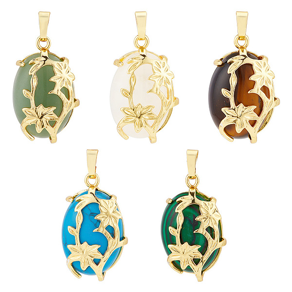 PandaHall PH 5pcs Natural Stone Pendants Wire Wrapped Gemstone Pendants Oval Gemstone Charms Natural Stone Charms with Golden Flower for...
PandaHall PH 5pcs Natural Stone Pendants Wire Wrapped Gemstone Pendants Oval Gemstone Charms Natural Stone Charms with Golden Flower for...