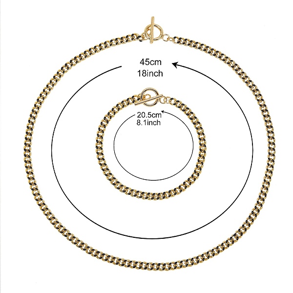 PandaHall Brass Curb Chain Bracelets & Necklaces Sets, with Enamel and 304 Stainless Steel Toggle Clasps, Real 18K Gold Plated, Black...
PandaHall Brass Curb Chain Bracelets & Necklaces Sets, with Enamel and 304 Stainless Steel Toggle Clasps, Real 18K Gold Plated, Black...