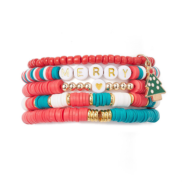 PandaHall 5Pcs 5 Styles Christmas Handmade Polymer Clay Beaded Stretch Bracelets Sets, Alloy Enamel and Brass Charms Stackable Bracelets for..., Multicolor
PandaHall 5Pcs 5 Styles Christmas Handmade Polymer Clay Beaded Stretch Bracelets Sets, Alloy Enamel and Brass Charms Stackable Bracelets for..., Multicolor