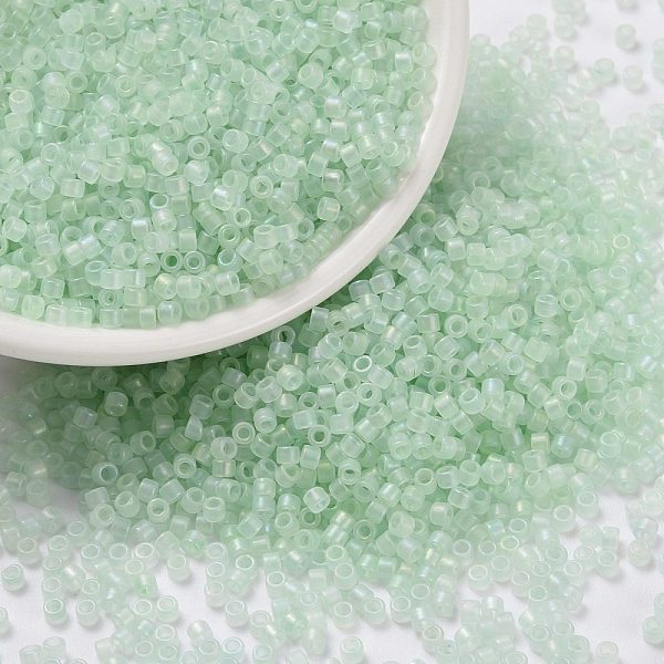 PandaHall Cylinder Seed Beads, Frosted AB Colors, Round Hole, Uniform Size, Pale Green, 2x1.5mm, Hole: 0.8mm, about 888pcs/10g Glass
PandaHall Cylinder Seed Beads, Frosted AB Colors, Round Hole, Uniform Size, Pale Green, 2x1.5mm, Hole: 0.8mm, about 888pcs/10g Glass