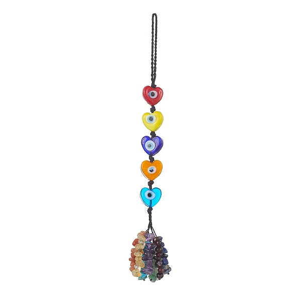 PandaHall Handmade Evil Eye Lampwork Pendant Decorations, Braided Nylon Thread and Gemstone Chip Tassel Hanging Ornaments, Heart, 20cm...
PandaHall Handmade Evil Eye Lampwork Pendant Decorations, Braided Nylon Thread and Gemstone Chip Tassel Hanging Ornaments, Heart, 20cm...