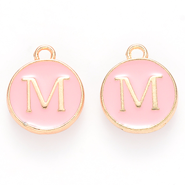 PandaHall Golden Plated Alloy Enamel Charms, Cadmium Free & Lead Free, Enamelled Sequins, Flat Round with Letter, Pink, Letter.M, 14x12x2mm...
PandaHall Golden Plated Alloy Enamel Charms, Cadmium Free & Lead Free, Enamelled Sequins, Flat Round with Letter, Pink, Letter.M, 14x12x2mm...
