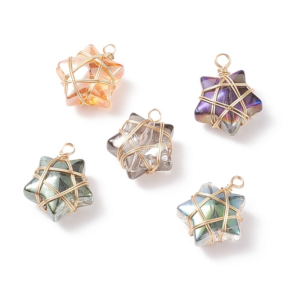 PandaHall Wire Wrapped Electroplate Glass Charms, Star, Light Gold, 15~16x13x7~7.5mm, Hole: 1.5~2mm Glass Star Multicolor
PandaHall Wire Wrapped Electroplate Glass Charms, Star, Light Gold, 15~16x13x7~7.5mm, Hole: 1.5~2mm Glass Star Multicolor