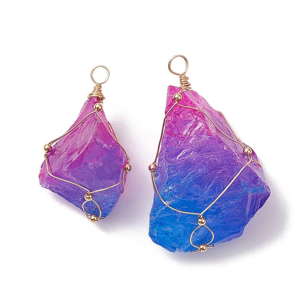 PandaHall Electroplated Raw Rough Natural Quartz Crystal Big Pendants, Nuggets Charms with Light Gold Plated Copper Wire Wrapped, Magenta..., Pink
PandaHall Electroplated Raw Rough Natural Quartz Crystal Big Pendants, Nuggets Charms with Light Gold Plated Copper Wire Wrapped, Magenta..., Pink