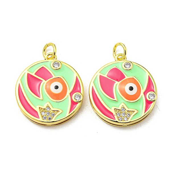 PandaHall Real 18K Gold Plated Brass Pendants, with Cubic Zirconia and Enamel, Flat Round with Evil Eye Charms, Green, 21x18.5x4mm, Hole...
PandaHall Real 18K Gold Plated Brass Pendants, with Cubic Zirconia and Enamel, Flat Round with Evil Eye Charms, Green, 21x18.5x4mm, Hole...