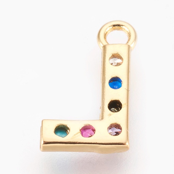 PandaHall Brass Micro Pave Cubic Zirconia Charms, Letter, Golden, Letter.L, 13~14x7~10x2~2.5mm, Hole: 1.5~1.8mm Brass+Cubic Zirconia Letter...
PandaHall Brass Micro Pave Cubic Zirconia Charms, Letter, Golden, Letter.L, 13~14x7~10x2~2.5mm, Hole: 1.5~1.8mm Brass+Cubic Zirconia Letter...