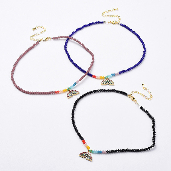 PandaHall Glass Beads Pendants Necklaces, with Brass Micro Pave Cubic Zirconia Pendants and Brass Lobster Claw Clasps, Rainbow, Mixed Color..., Multicolor
PandaHall Glass Beads Pendants Necklaces, with Brass Micro Pave Cubic Zirconia Pendants and Brass Lobster Claw Clasps, Rainbow, Mixed Color..., Multicolor