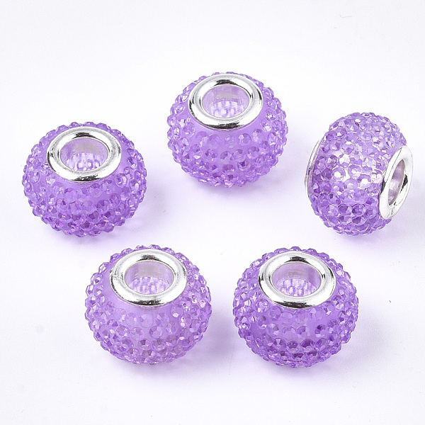 PandaHall Resin Rhinestone European Beads, Large Hole Beads, with Platinum Tone Brass Double Cores, Rondelle, Berry Beads, Lilac, 14x10mm..., Purple
PandaHall Resin Rhinestone European Beads, Large Hole Beads, with Platinum Tone Brass Double Cores, Rondelle, Berry Beads, Lilac, 14x10mm..., Purple