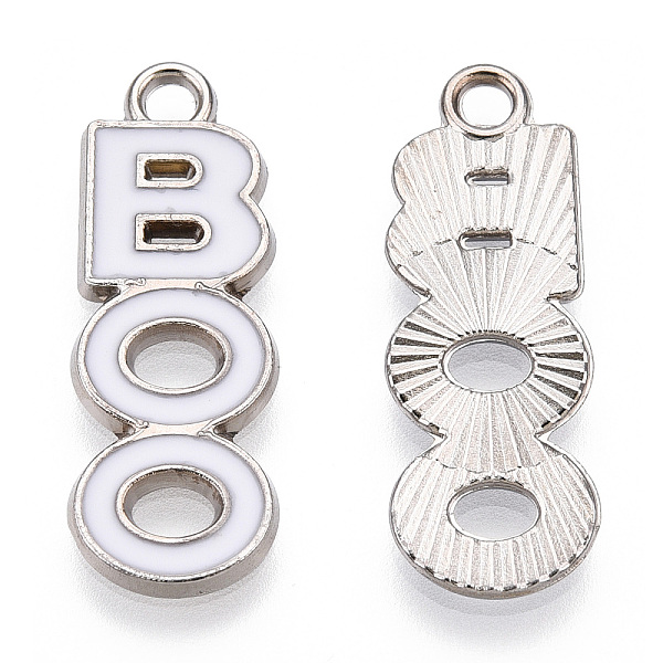 PandaHall Rack Plating Alloy Enamel Pendants, Cadmium Free & Nickel Free & Lead Free, Platinum, Word BOO Charm, White, 25x9x1.5mm, Hole...
PandaHall Rack Plating Alloy Enamel Pendants, Cadmium Free & Nickel Free & Lead Free, Platinum, Word BOO Charm, White, 25x9x1.5mm, Hole...