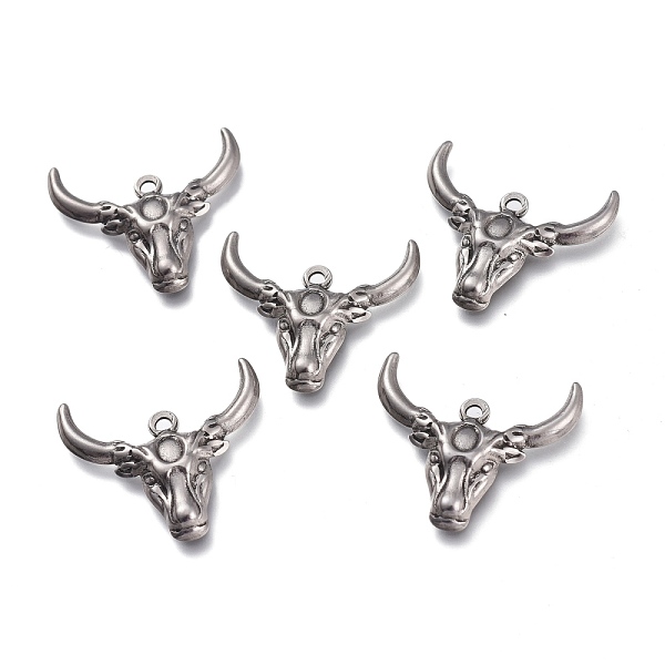 PandaHall 304 Stainless Steel Pendants, OX Head, Antique Silver, 24x25x4mm, Hole: 1.6mm 304 Stainless Steel Cattle
PandaHall 304 Stainless Steel Pendants, OX Head, Antique Silver, 24x25x4mm, Hole: 1.6mm 304 Stainless Steel Cattle