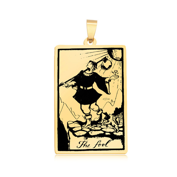 PandaHall 201 Stainless Steel Pendants, Laser Engraved Pattern, Tarot Card Pendants, Golden, The Fool 0, 40x24x1mm, Hole: 8x4mm 201...
PandaHall 201 Stainless Steel Pendants, Laser Engraved Pattern, Tarot Card Pendants, Golden, The Fool 0, 40x24x1mm, Hole: 8x4mm 201...