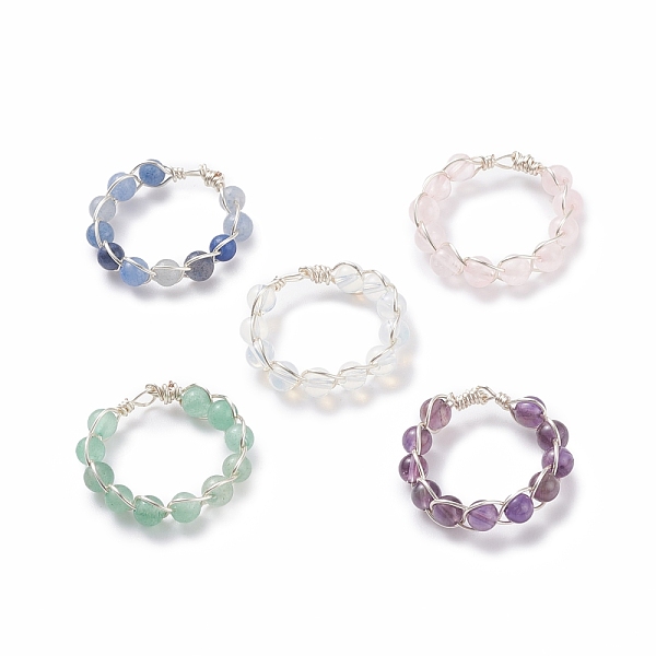 PandaHall Round Mixed Gemstone Braided Beaded Finger Ring, Brass Wire Wrap Jewelry for Women, Silver, Inner Diameter: 16.5~17.5mm Mixed...
PandaHall Round Mixed Gemstone Braided Beaded Finger Ring, Brass Wire Wrap Jewelry for Women, Silver, Inner Diameter: 16.5~17.5mm Mixed...