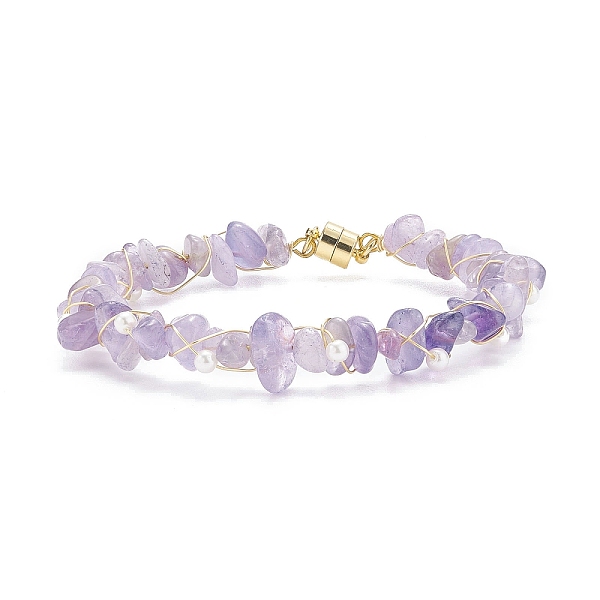 PandaHall Natural Amethyst Chips Beaded Bracelet with Shell Pearl, Brass Wire Wrap Bracelet with Magnetic Clasps for Women, Golden, 7-1/2...
PandaHall Natural Amethyst Chips Beaded Bracelet with Shell Pearl, Brass Wire Wrap Bracelet with Magnetic Clasps for Women, Golden, 7-1/2...