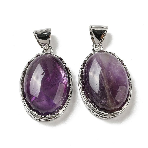PandaHall Natural Amethyst Pendants, Platinum Plated Alloy Oval Charms, 33x21.5x10~11mm, Hole: 8x6mm Amethyst Oval
PandaHall Natural Amethyst Pendants, Platinum Plated Alloy Oval Charms, 33x21.5x10~11mm, Hole: 8x6mm Amethyst Oval