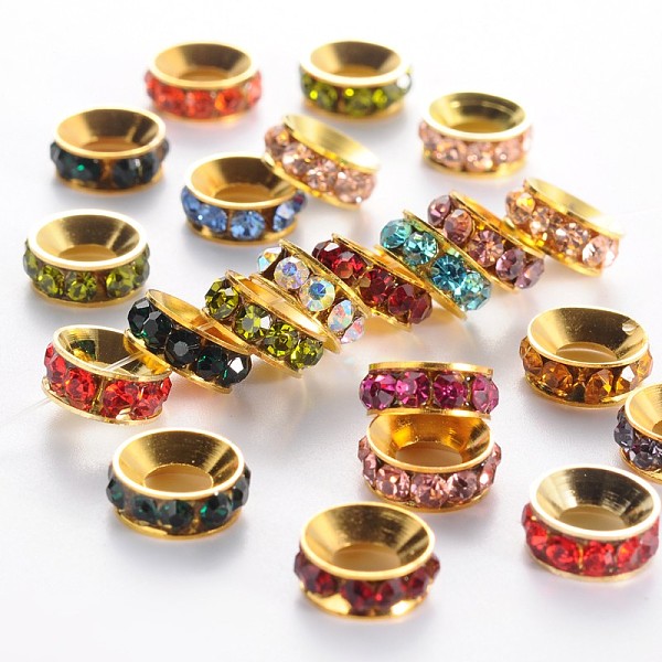 PandaHall Grade A Brass Rhinestone Beads, Basketball Wives Spacer Beads for Jewelry Making, Rondelle, Golden, Mixed Color, 10x4mm, Hole: 5mm..., Multicolor
PandaHall Grade A Brass Rhinestone Beads, Basketball Wives Spacer Beads for Jewelry Making, Rondelle, Golden, Mixed Color, 10x4mm, Hole: 5mm..., Multicolor