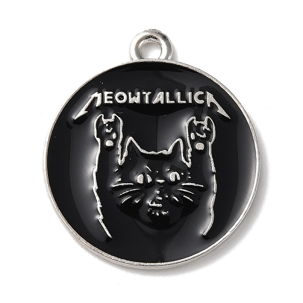 PandaHall Alloy Enamel Pendants, Platinum, Flat Round with Rock Band Cat Charm, 25x22x1.3mm, Hole: 1.8mm Alloy+Enamel Flat Round Black
PandaHall Alloy Enamel Pendants, Platinum, Flat Round with Rock Band Cat Charm, 25x22x1.3mm, Hole: 1.8mm Alloy+Enamel Flat Round Black