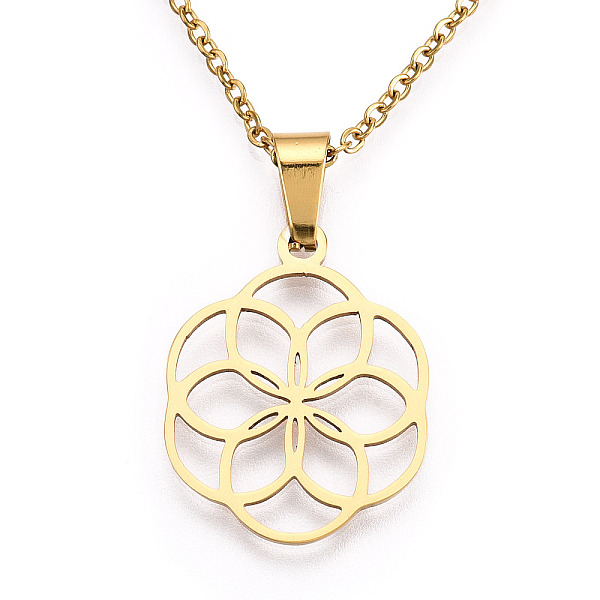 PandaHall 201 Stainless Steel Pendant Necklaces, with Cable Chains and Lobster Claw Clasps, Seed of Life, Golden, 17.71 inch(45cm), 1.5mm...
PandaHall 201 Stainless Steel Pendant Necklaces, with Cable Chains and Lobster Claw Clasps, Seed of Life, Golden, 17.71 inch(45cm), 1.5mm...