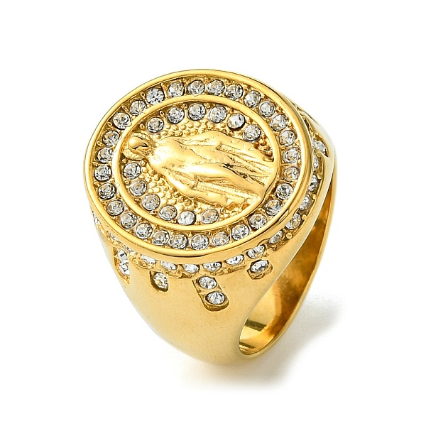 PandaHall Oval with Saint 304 Stainless Steel Rhinestone Signet Rings, Wide Band Ring for Men, Golden, US Size 7~12(17.3~21.4mm) Stainless..., Clear
PandaHall Oval with Saint 304 Stainless Steel Rhinestone Signet Rings, Wide Band Ring for Men, Golden, US Size 7~12(17.3~21.4mm) Stainless..., Clear