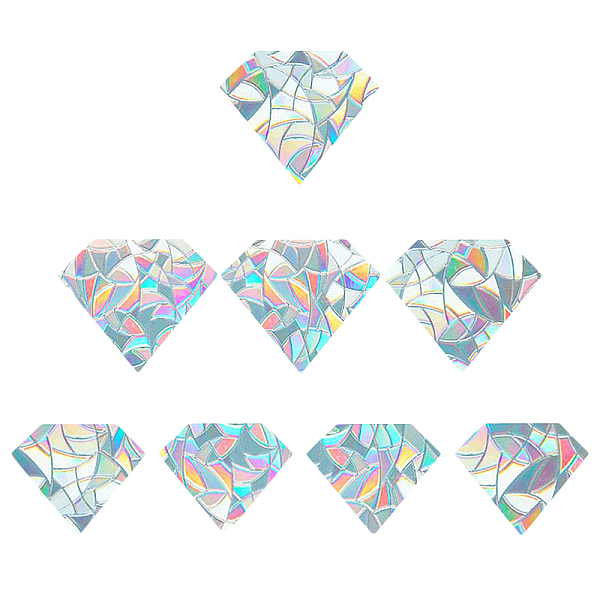 PandaHall Rainbow Prism Paster, Window Sticker Decorations, Diamond Shape, Colorful, 12x10cm, 15x12.5cm, 8pcs/set Plastic Diamond
PandaHall Rainbow Prism Paster, Window Sticker Decorations, Diamond Shape, Colorful, 12x10cm, 15x12.5cm, 8pcs/set Plastic Diamond