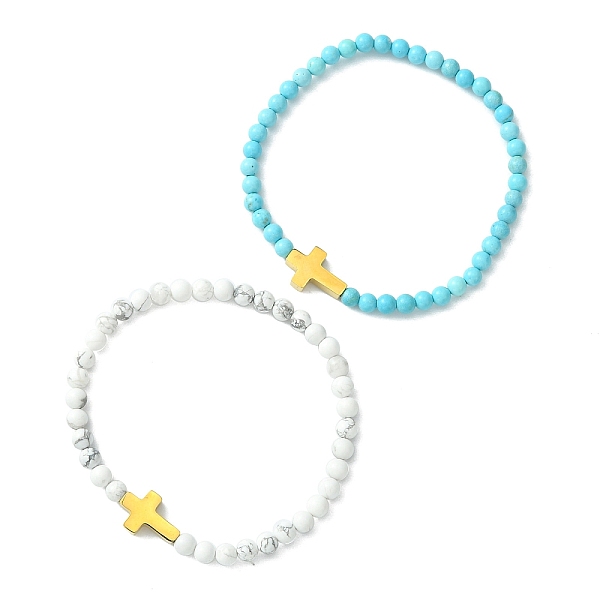 PandaHall 2Pcs 2 Style Natural Howlite & Synthetic Turquoise & 304 Stainless Steel Cross Beaded Stretch Bracelets Set, Golden, Inner...
PandaHall 2Pcs 2 Style Natural Howlite & Synthetic Turquoise & 304 Stainless Steel Cross Beaded Stretch Bracelets Set, Golden, Inner...