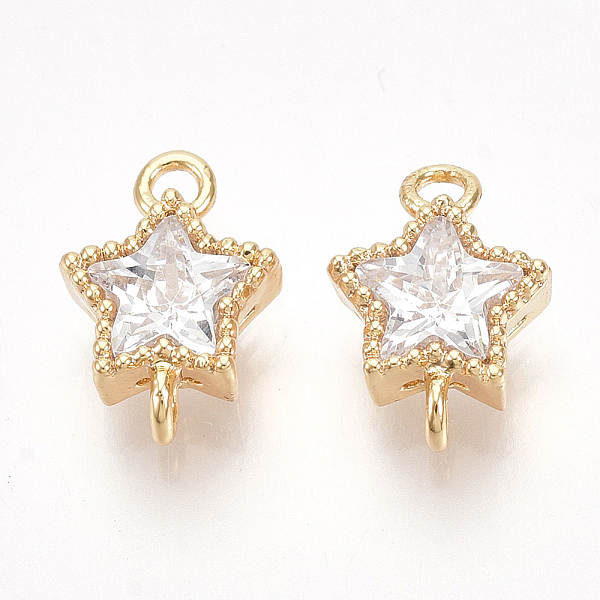 PandaHall Brass Cubic Zirconia Links, Star, Clear, Nickel Free, Real 18K Gold Plated, 10x7x4mm, Hole: 1.2mm Brass+Cubic Zirconia Star Clear
PandaHall Brass Cubic Zirconia Links, Star, Clear, Nickel Free, Real 18K Gold Plated, 10x7x4mm, Hole: 1.2mm Brass+Cubic Zirconia Star Clear