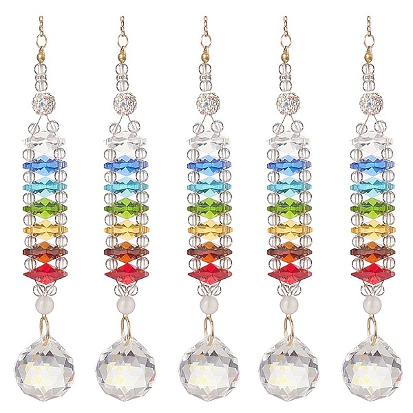 PandaHall Chakra Natural Quartz Crystal & White Agate Suncatchers, Teardrop Pendant Rainbow Maker, for Window Home Garden Hanging Ornaments...
PandaHall Chakra Natural Quartz Crystal & White Agate Suncatchers, Teardrop Pendant Rainbow Maker, for Window Home Garden Hanging Ornaments...