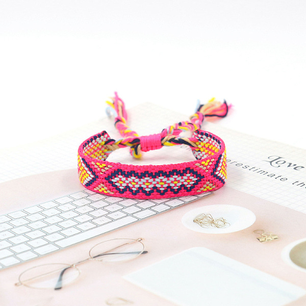 PandaHall Polyester Braided Rhombus Pattern Cord Bracelet, Ethnic Tribal Adjustable Brazilian Bracelet for Women, Fuchsia, 5-7/8 inch(15cm)..., Pink
PandaHall Polyester Braided Rhombus Pattern Cord Bracelet, Ethnic Tribal Adjustable Brazilian Bracelet for Women, Fuchsia, 5-7/8 inch(15cm)..., Pink