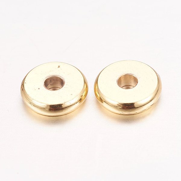 PandaHall Real 18K Gold Plated Brass Spacer Beads, Nickel Free, Flat Round, 7x1.5mm, Hole: 2mm Brass Flat Round
PandaHall Real 18K Gold Plated Brass Spacer Beads, Nickel Free, Flat Round, 7x1.5mm, Hole: 2mm Brass Flat Round