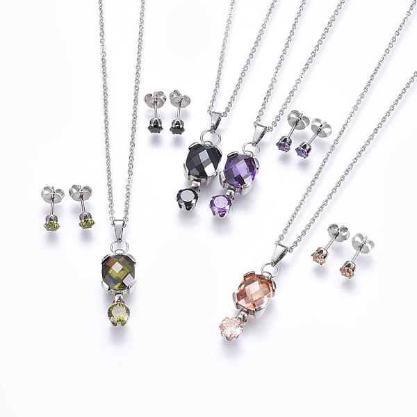 PandaHall 304 Stainless Steel Jewelry Sets, Pendant Necklaces and Stud Earrings, with Lobster Clasp and Cubic Zirconia, Mixed Color, 17.71..., Multicolor
PandaHall 304 Stainless Steel Jewelry Sets, Pendant Necklaces and Stud Earrings, with Lobster Clasp and Cubic Zirconia, Mixed Color, 17.71..., Multicolor