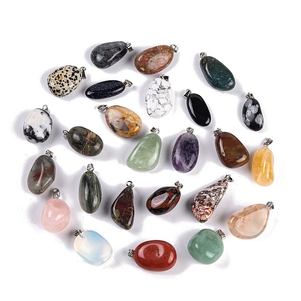 PandaHall Natural & Synthetic Mixed Gemstone Pendants, Nuggets Charm with 201 Stainless Steel Snap on Bails, Stainless Steel Color...
PandaHall Natural & Synthetic Mixed Gemstone Pendants, Nuggets Charm with 201 Stainless Steel Snap on Bails, Stainless Steel Color...