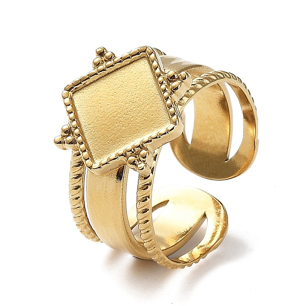 PandaHall Adjustable 304 Stainless Steel Open Cuff Ring Findings, Bezel Cup Ring Settings, Rhombus, Real 18K Gold Plated, Inner Diameter...
PandaHall Adjustable 304 Stainless Steel Open Cuff Ring Findings, Bezel Cup Ring Settings, Rhombus, Real 18K Gold Plated, Inner Diameter...