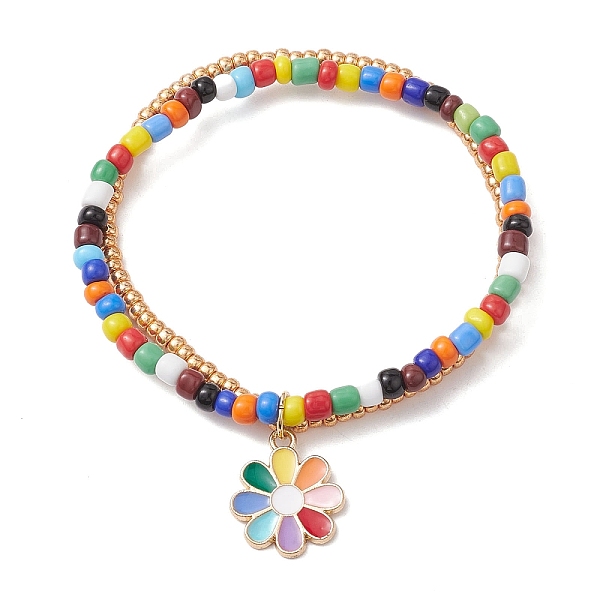 PandaHall Glass Seed Double Layer Multi-strand Bracelets, Stretch Bracelet with Alloy Enamel Flower Charms, Colorful, Inner Diameter: 2-1/4...
PandaHall Glass Seed Double Layer Multi-strand Bracelets, Stretch Bracelet with Alloy Enamel Flower Charms, Colorful, Inner Diameter: 2-1/4...