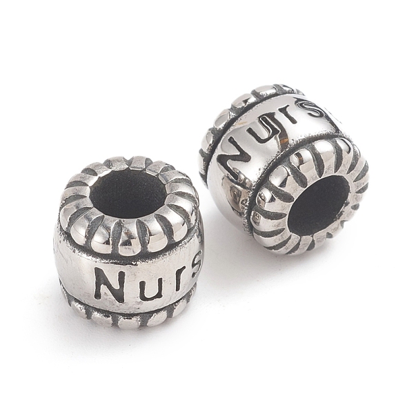 PandaHall 304 Stainless Steel Beads, Large Hole Beads, Barrel with Word Nurse, Antique Silver, 10.5x9mm, Hole: 5mm 304 Stainless Steel...
PandaHall 304 Stainless Steel Beads, Large Hole Beads, Barrel with Word Nurse, Antique Silver, 10.5x9mm, Hole: 5mm 304 Stainless Steel...