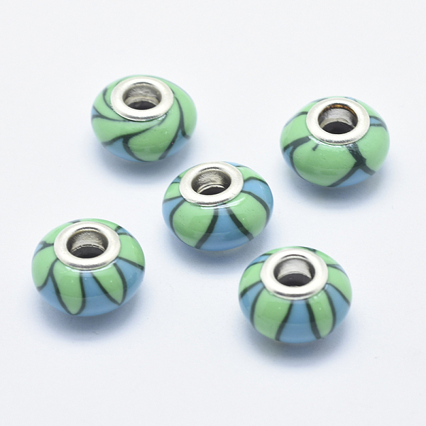 PandaHall Handmade Polymer Clay European Beads, with Silver Color Plated Brass Cores, Large Hole Beads, Rondelle with Flower Pattern, Medium..., Green
PandaHall Handmade Polymer Clay European Beads, with Silver Color Plated Brass Cores, Large Hole Beads, Rondelle with Flower Pattern, Medium..., Green